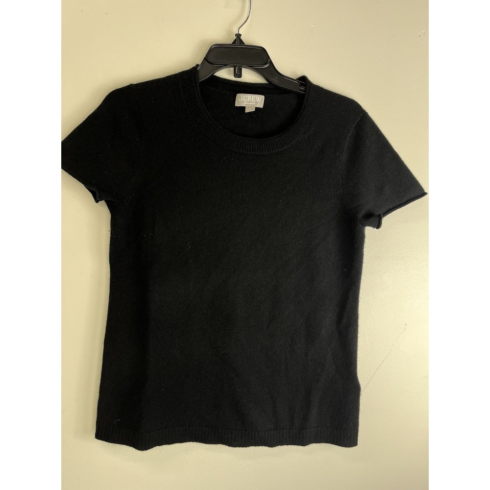 J Crew Cashmere Woman's Short Sleeve Sweater Size Small Black